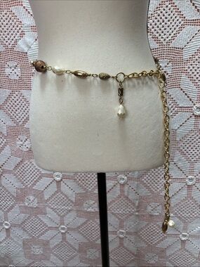 Vintage Gold Tone Beaded Chain Belt